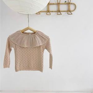 collared lace eyelet girl cotton sweater